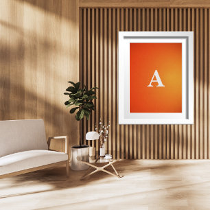 Poster Lettre Initiale Monogramme Moderne Design Orange S