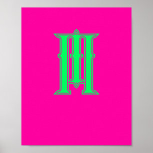 Poster Lettre Initiale Monogramme Moderne Élégant Rose Ve
