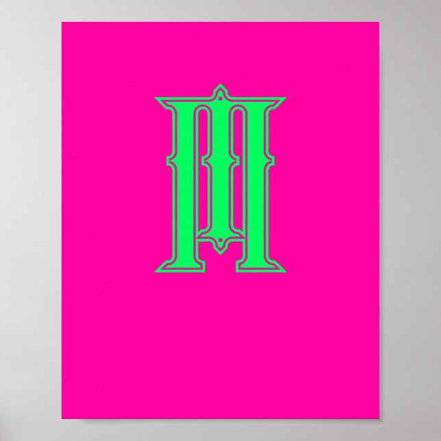 Poster Lettre Initiale Monogramme Moderne Élégant Rose Ve (Devant)
