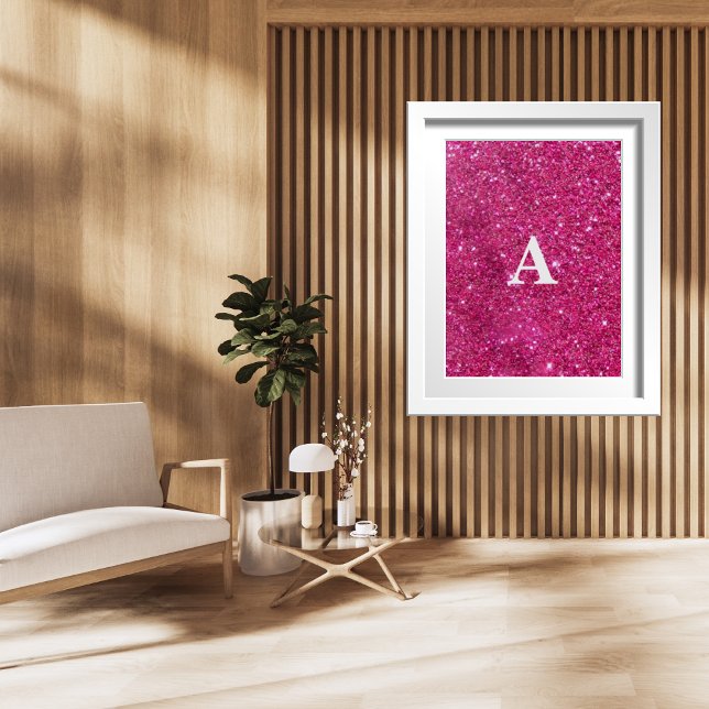 Poster Lettre Initiale Monogramme Moderne Rose (Créateur téléchargé)