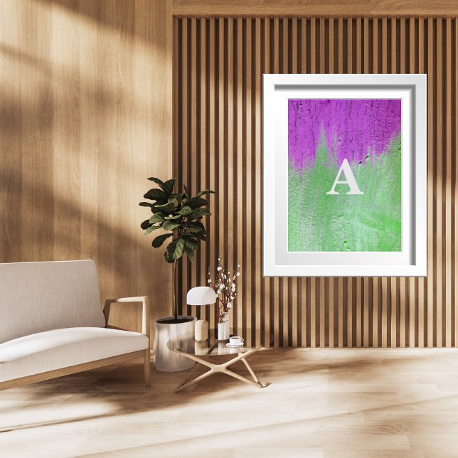 Poster Lettre initiale Monogramme moderne violet vert (Créateur téléchargé)
