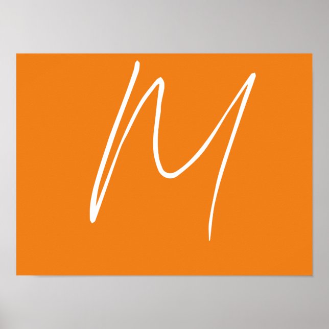 Poster Lettre initiale Monogramme Style moderne Orange Bl (Devant)