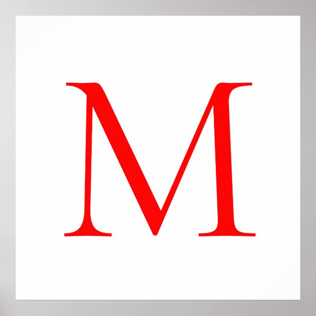 Poster Lettre initiale rouge blanc monogrammé professionn (Devant)