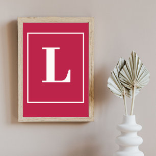 Poster Lettre initiale  Style moderne Monogramme rose