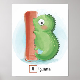 Poster  LETTRE Iquana BLANC METE POSTE animal