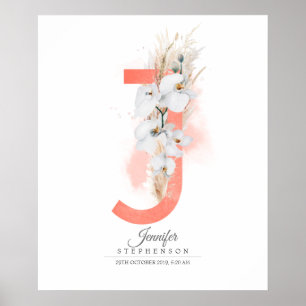 Poster LETTRE J MOYEN ORCHIVES BLANCHES ET PamPAS GRAISSE