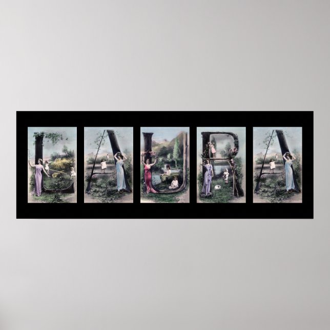 Poster LETTRE LAURA Alphabet Nom Art (Devant)