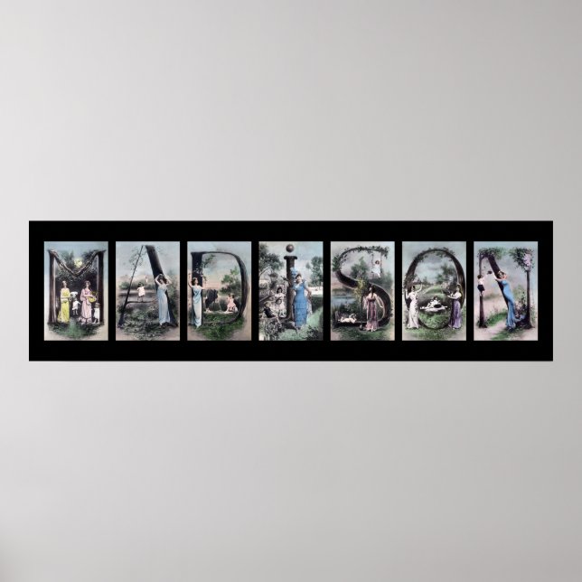 Poster LETTRE MADISON Alphabet Nom Art (Devant)