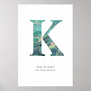 Poster LETTRE MARBRE K INITIAL AVEC PERSONNALISATION Art