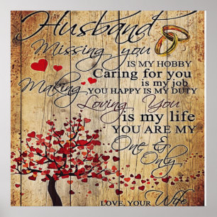 Poster Lettre mignonne au mari   Bel cadeau  
