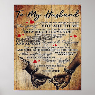 Poster Lettre mignonne au mari Belle cadeau de vacances