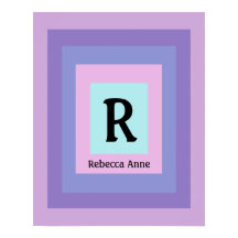 Lettre Monogramme mignonne et colorée Nom Fille Am