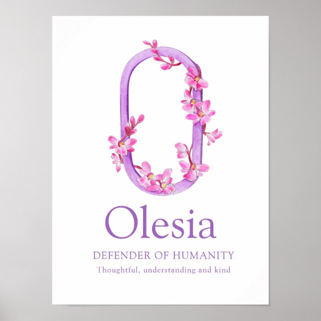 Poster Lettre monogramme O Olesia nom signifiant (Devant)