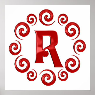 Poster Lettre monogramme R rouge