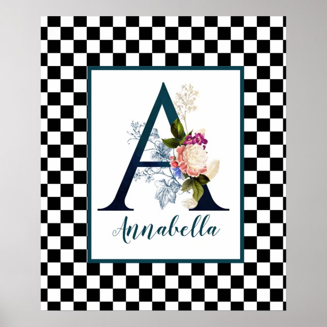 Poster LETTRE MONOGRAPHIQUE Florale A fantaisie en carton (Devant)