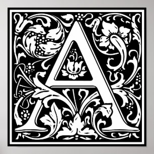 Poster LETTRE MONOGRAPHIQUE Florale Alphabet A