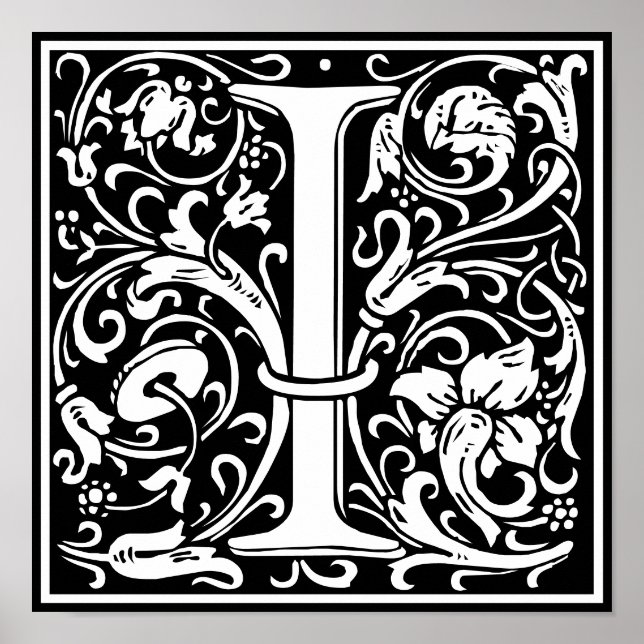 Poster LETTRE MONOGRAPHIQUE Florale Alphabet I (Devant)