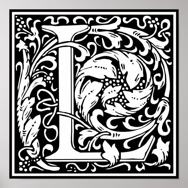 Poster LETTRE MONOGRAPHIQUE Florale Alphabet L (Devant)