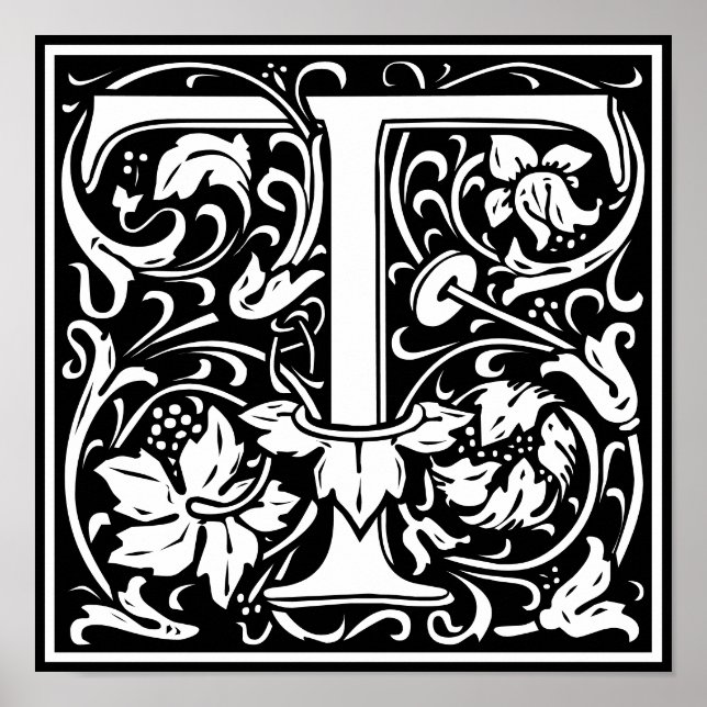 Poster LETTRE MONOGRAPHIQUE Florale Alphabet T (Devant)