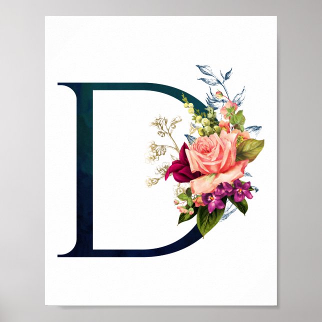 Poster LETTRE MONOGRAPHIQUE Florale D (Devant)