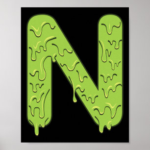 Poster Lettre N Alphabet Initiales Costume d'Halloween En