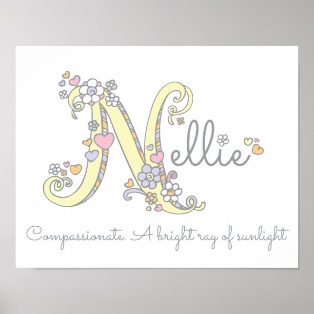 Poster Lettre N Nellie nom initial de l'art doodé signifi (Devant)