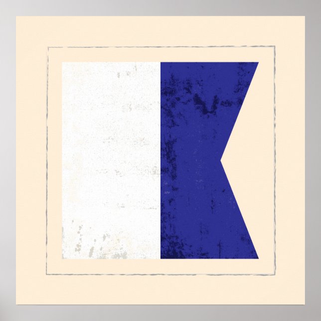 Poster Lettre nautique "A" Signal Indicateur (Devant)