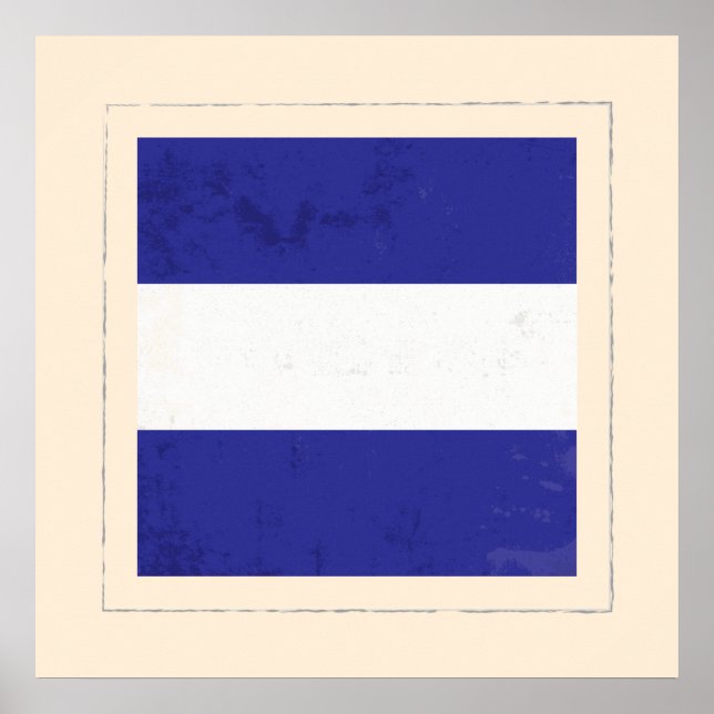 Poster Lettre nautique Signal "J" Drapeau (Devant)