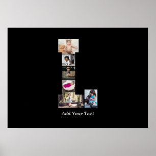 Poster Lettre noire et blanche L Photo Collage