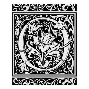 Poster Lettre O Monogramme Médiéval Art Nouveau