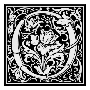 Poster Lettre O Monogramme Médiéval Art Nouveau