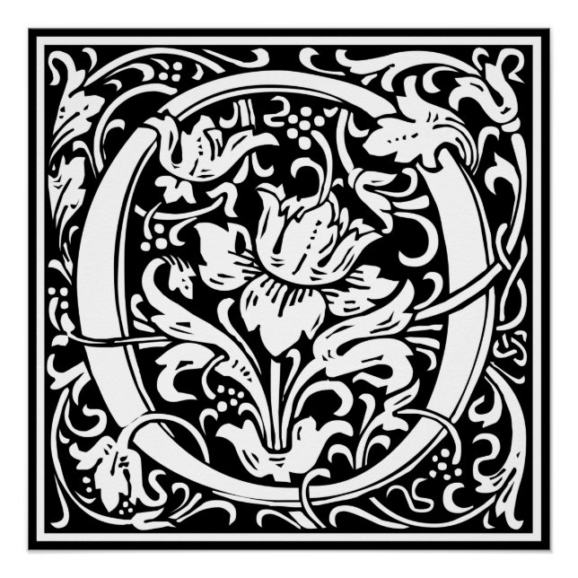 Poster Lettre O Monogramme Médiéval Art Nouveau (Devant)