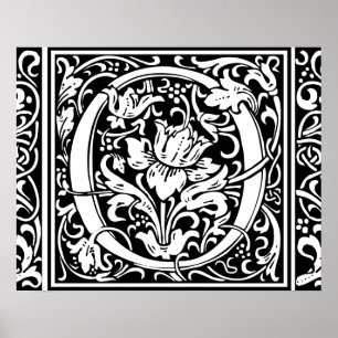 Poster Lettre O Monogramme Médiéval Vintage