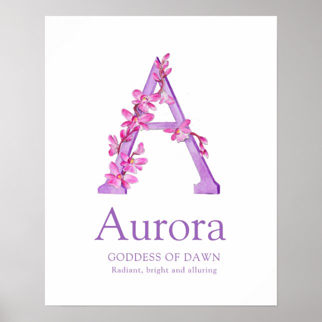 Poster Lettre orchidée A Aurora nom personnalisé signifia (Devant)