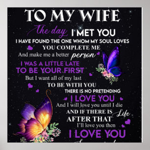 Poster Lettre personnalisée à ma femme, cadeau d'annivers