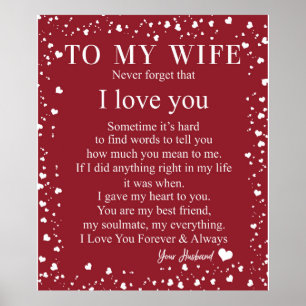 Poster Lettre Personnalisée À Ma Femme De Mari Cadeau