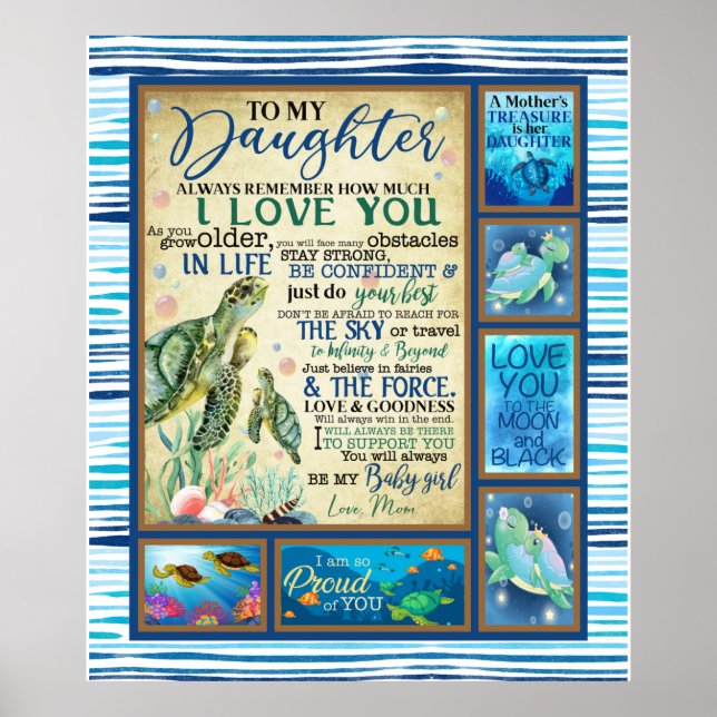 Poster Lettre personnalisée à ma fille amour de maman (Devant)