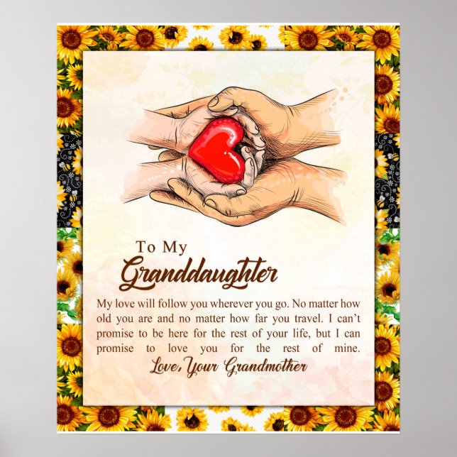 Poster Lettre personnalisée à ma petite-fille, (Devant)