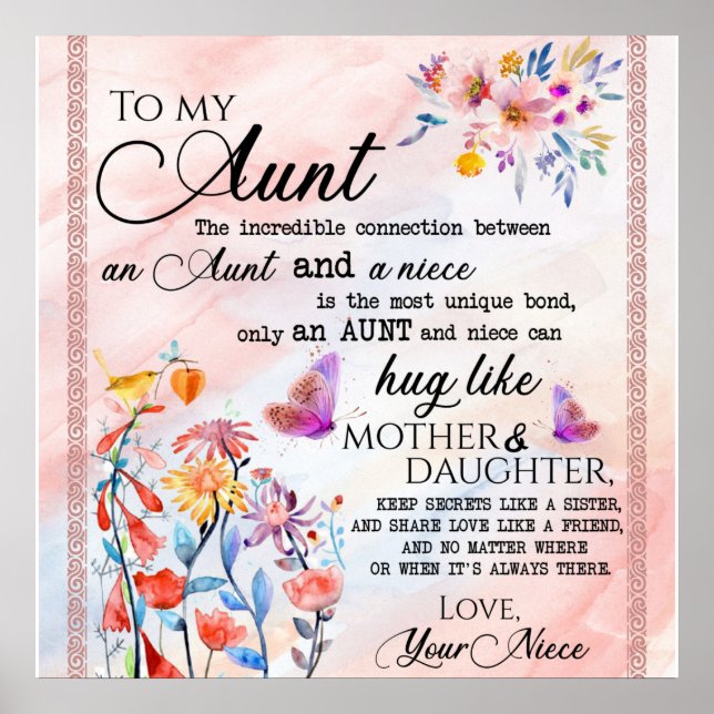 Poster Lettre personnalisée à ma tante (Devant)