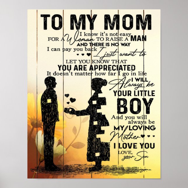 Poster Lettre personnalisée à maman, à mon cadeau maman, (Devant)