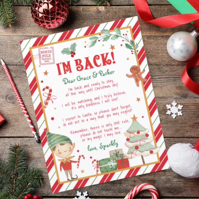 Poster Lettre personnalisée Elf de Noël (Christmas elf welcome letter)