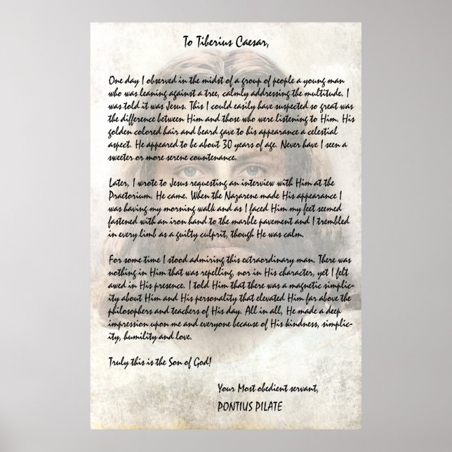 Poster Lettre Pilate à César décrivant Jésus-Christ (Devant)