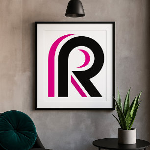 Poster LETTRE Rose ET NOIR R