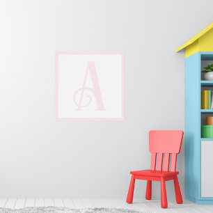 Poster Lettre rose personnalisée A Monogram Retro Nursery