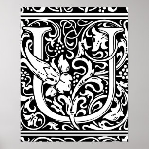 Poster Lettre U Monogramme médiéval Art Nouveau