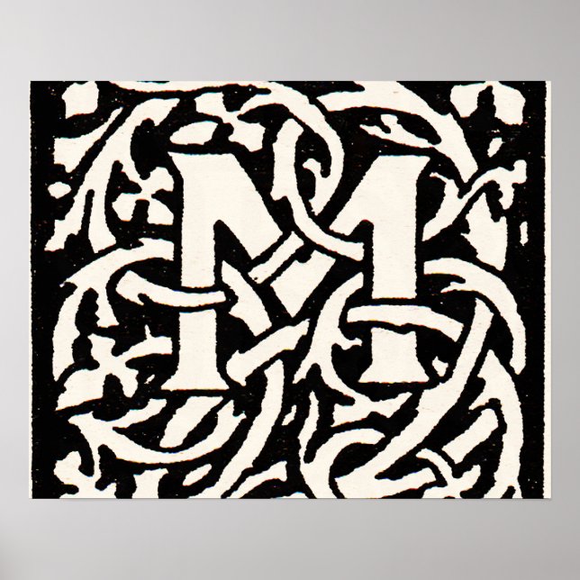 Poster LETTRE vintage M ART NOUVEAU (Devant)