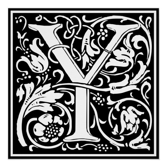 Poster Lettre Y Monogramme médiéval Art Nouveau (Devant)