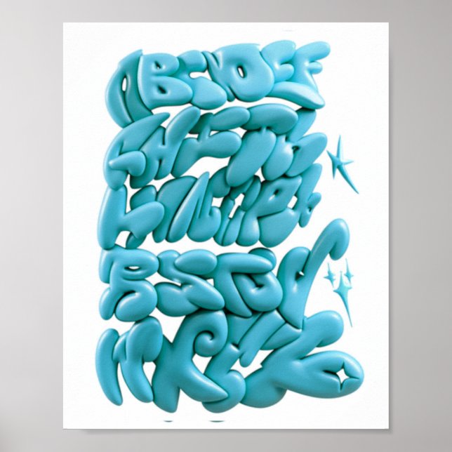 Poster Lettres 3D Graffiti dessinées à la main en Procrea (Devant)