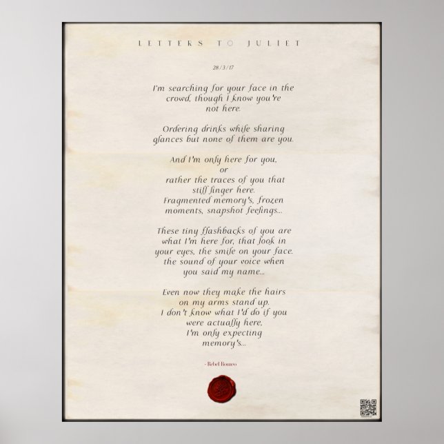 Poster Lettres à Juliet Imprimer 🌹 🗡 28/49 (Devant)