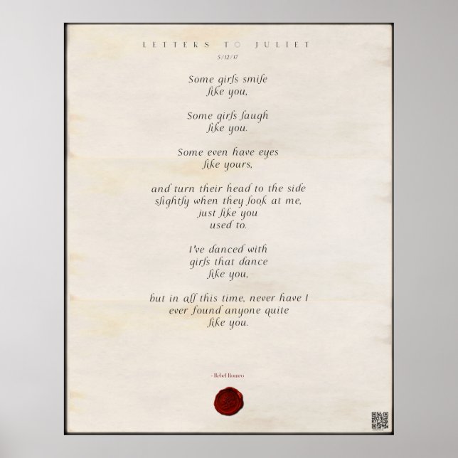 Poster Lettres à Juliet Imprimer 🌹 🗡 44/49 (Devant)